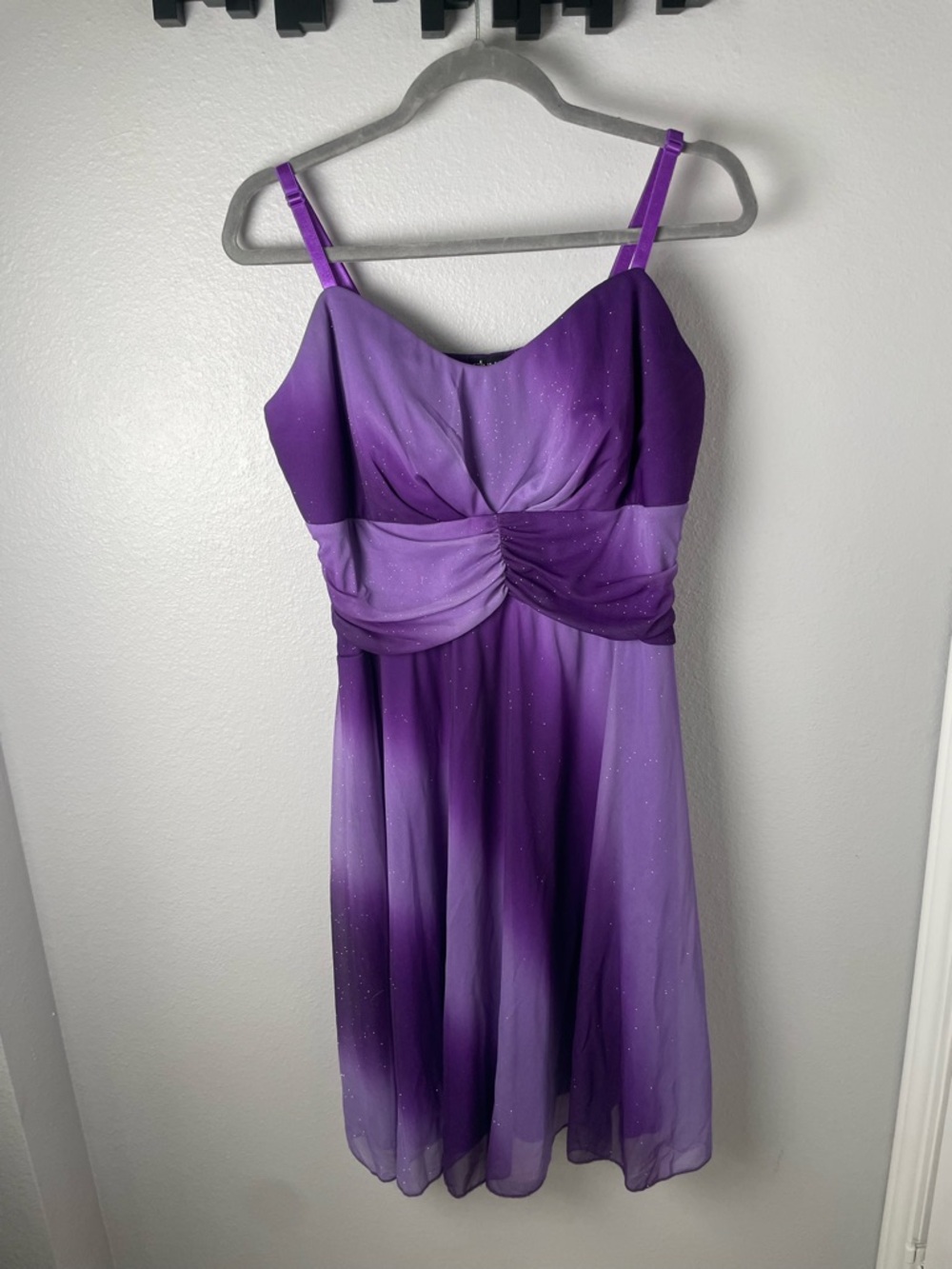 Y2K Ruby Rox Sparkly Mini Dress Ombré Purple Glitter Fairy Womens Size 14